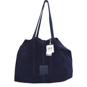 NWT Genuine Suede Haute Hippie Navy Cinched Tote & Pouch – Boho Minimalist Bag
